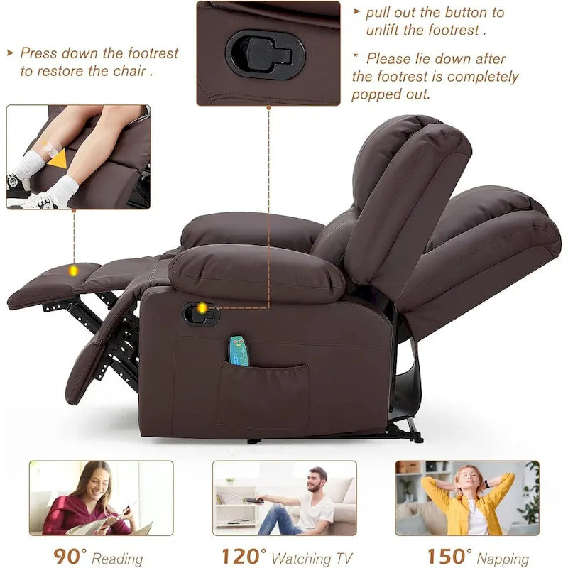 Causeuse inclinable 2 places avec fonction de chauffage et de massage