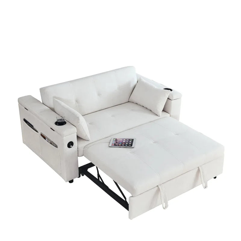 Canapé convertible 54 pouces avec lit gigogne, double assise, fonction relax