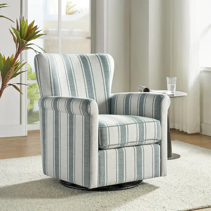 Fauteuil à bascule pivotant Georg en tissu confortable à motif floral avec accoudoirs arrondis par HULALA HOME