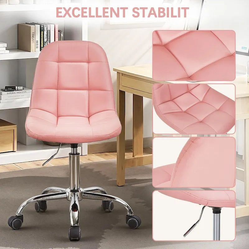 Chaise de bureau à domicile sans accoudoirs Javlergo, chaise de bureau d'ordinateur réglable en hauteur avec roulettes