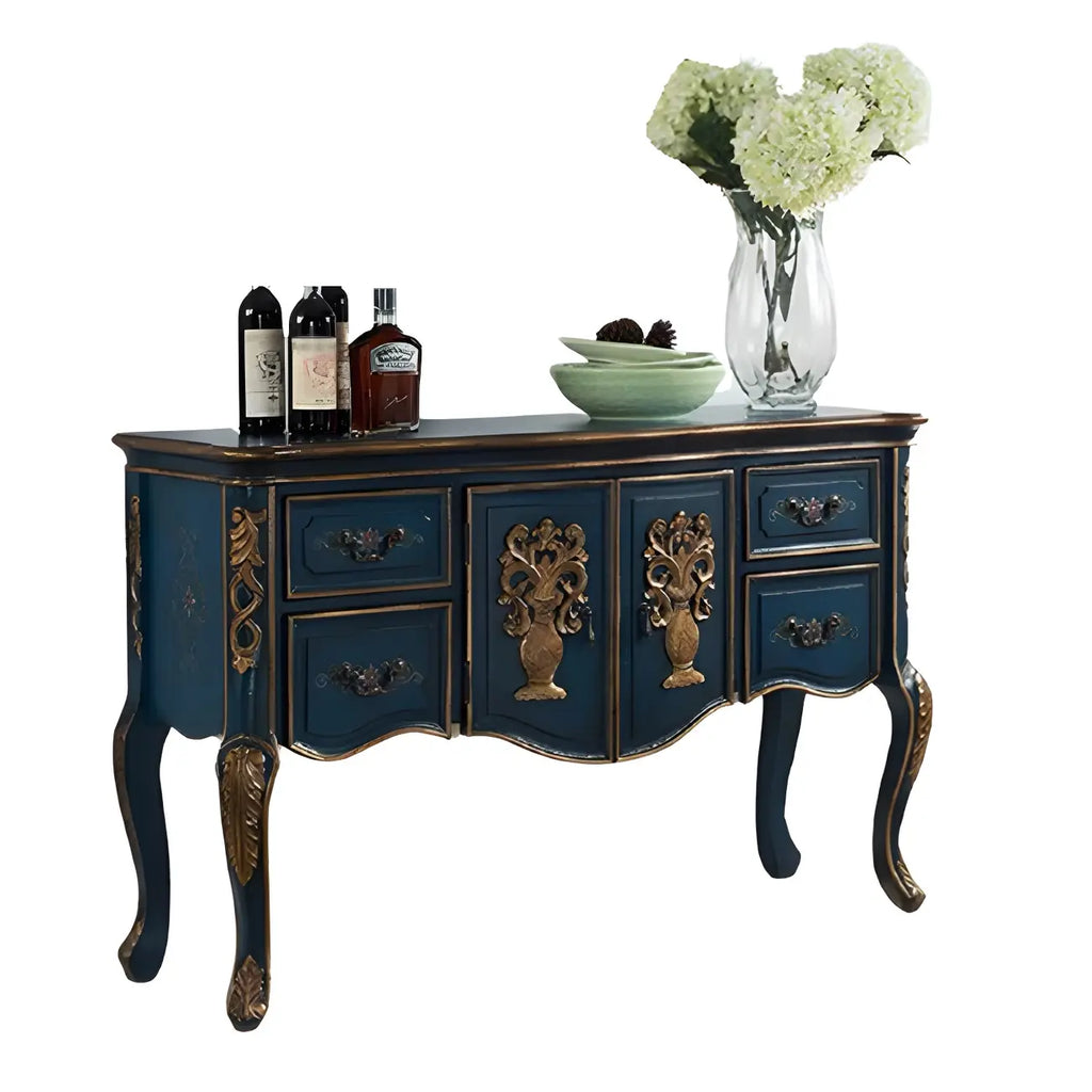 Console de rangement en bois de café avec tiroirs