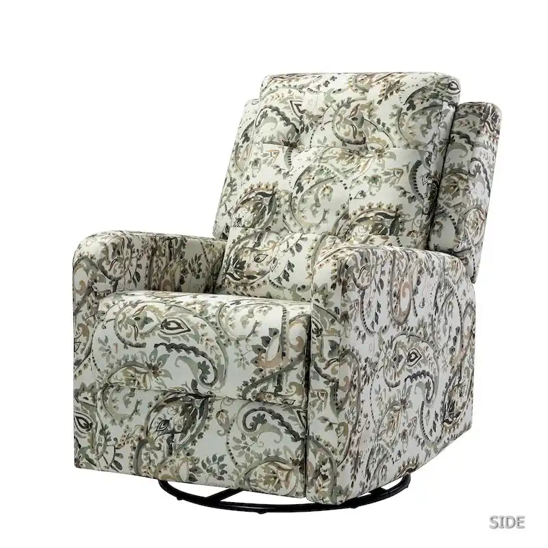 Fauteuil inclinable pivotant manuel Arlette Contemporary Floral avec dossier capitonné
