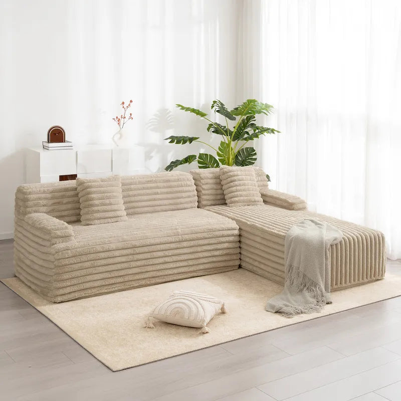 Canapé d'angle modulable Cloud, Canapé moderne rembourré avec 2 coussins, Canapé modulable à composer, Canapé d'angle modulable en L
