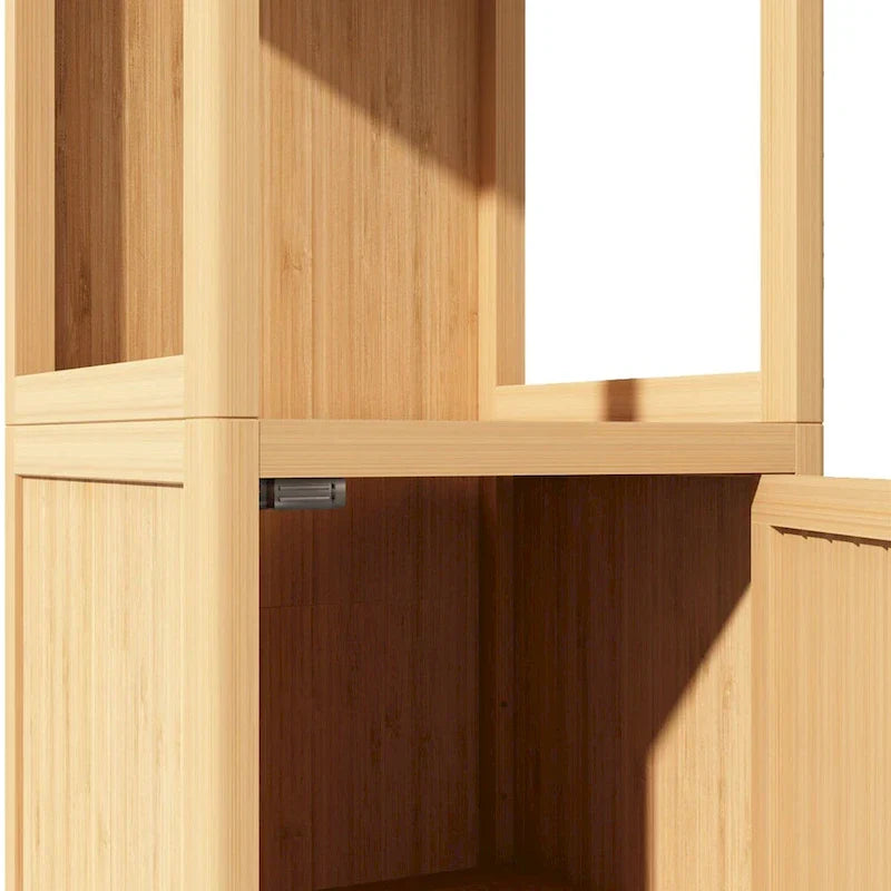 Meuble haut de salle de bain 1 porte 52 po Tall Wood avec étagère ouverte, couleur naturelle