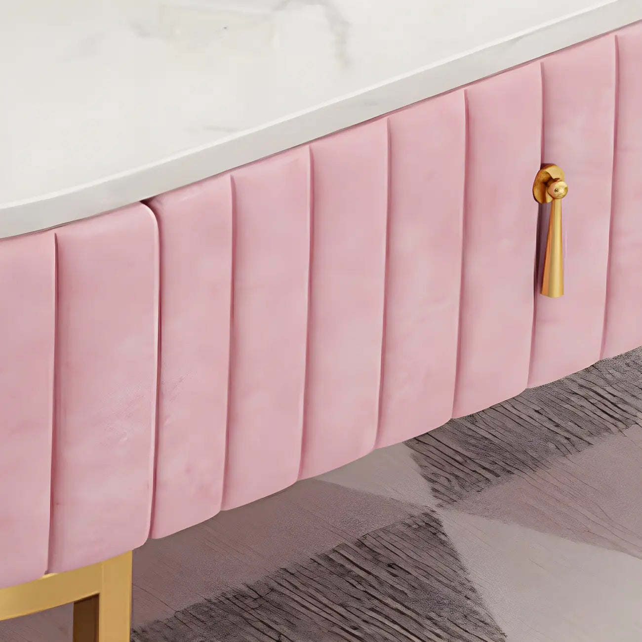 Meuble TV de rangement 79 Glam en marbre gris avec pieds