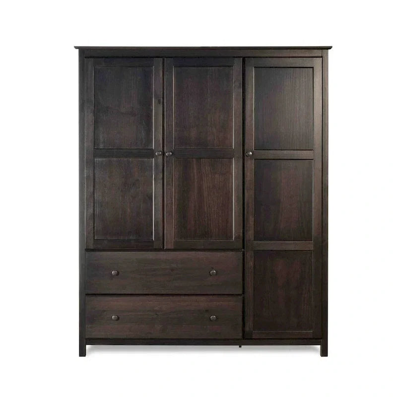 Grain Wood Furniture Armoire Shaker en bois à 3 portes - 60x72x22