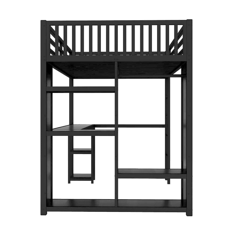 Lit mezzanine taille XL avec armoire intégrée