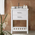 Meuble-lavabo de salle de bain en bois massif de 24 po avec étagère, blanc