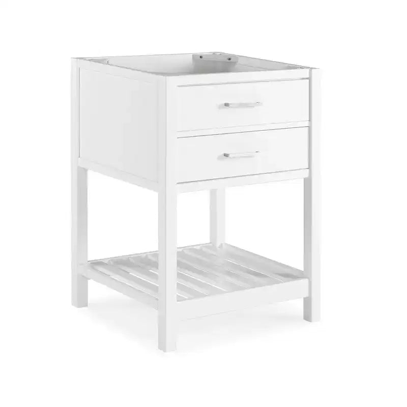 Meuble-lavabo de salle de bain en bois massif de 24 po avec étagère, blanc