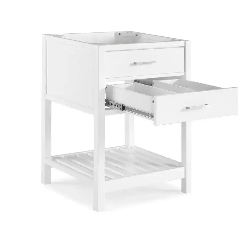 Meuble-lavabo de salle de bain en bois massif de 24 po avec étagère, blanc
