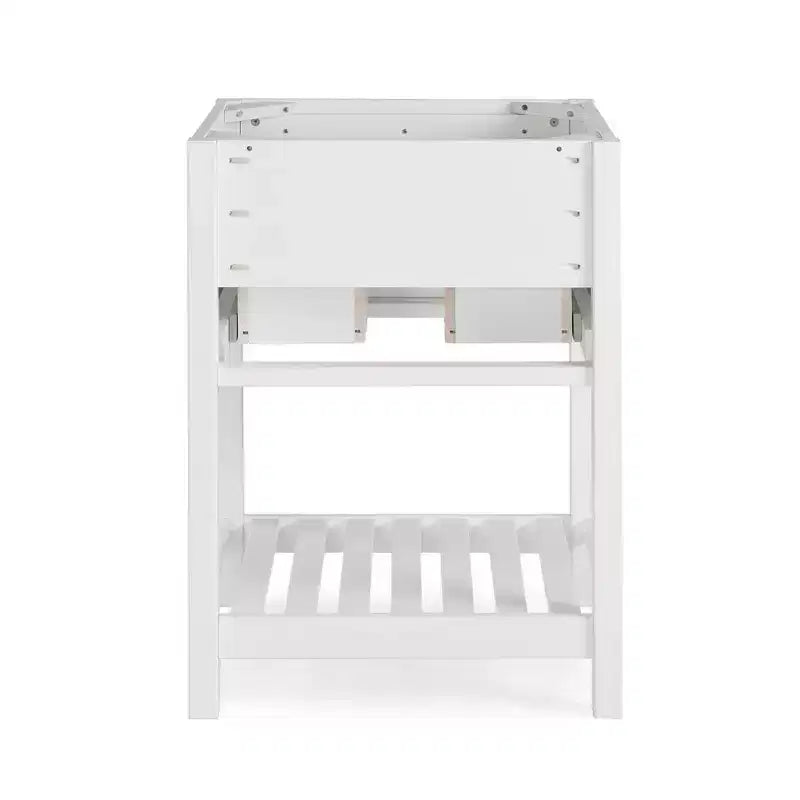 Meuble-lavabo de salle de bain en bois massif de 24 po avec étagère, blanc