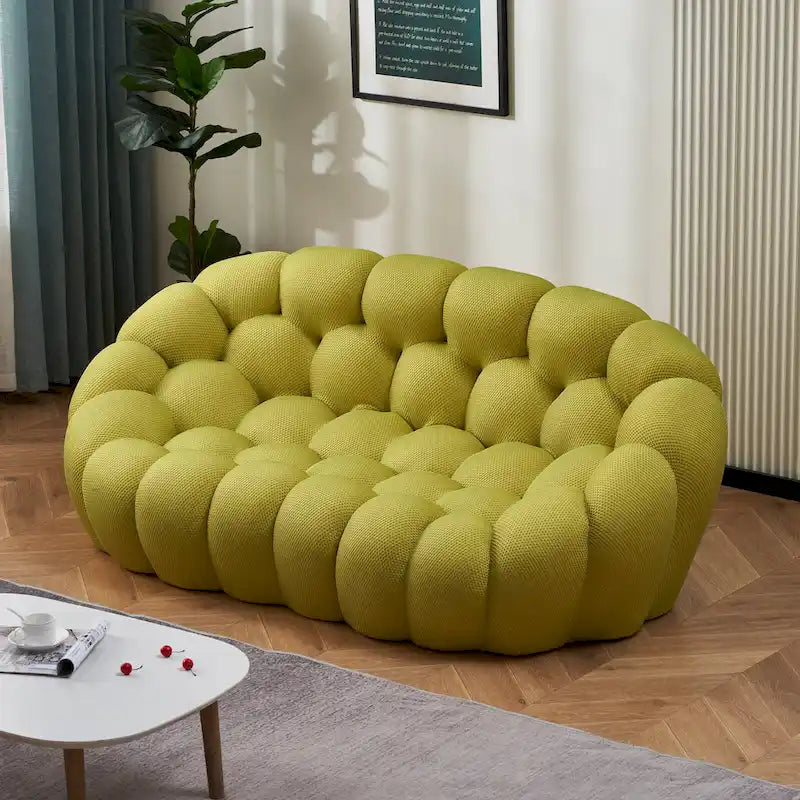 Canapé paresseux courbé 2 places Bubble de forme nid d'abeille avec tissu textile 3D pour salon et appartement