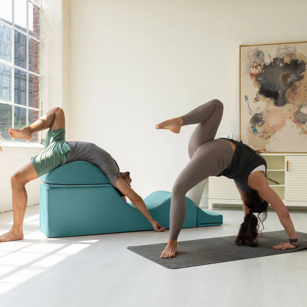 Avana Kami Chaise convertible / Yoga & Massage - Pouf 2 en 1 avec chaise longue de yoga escamotable, Microvelours - N/A