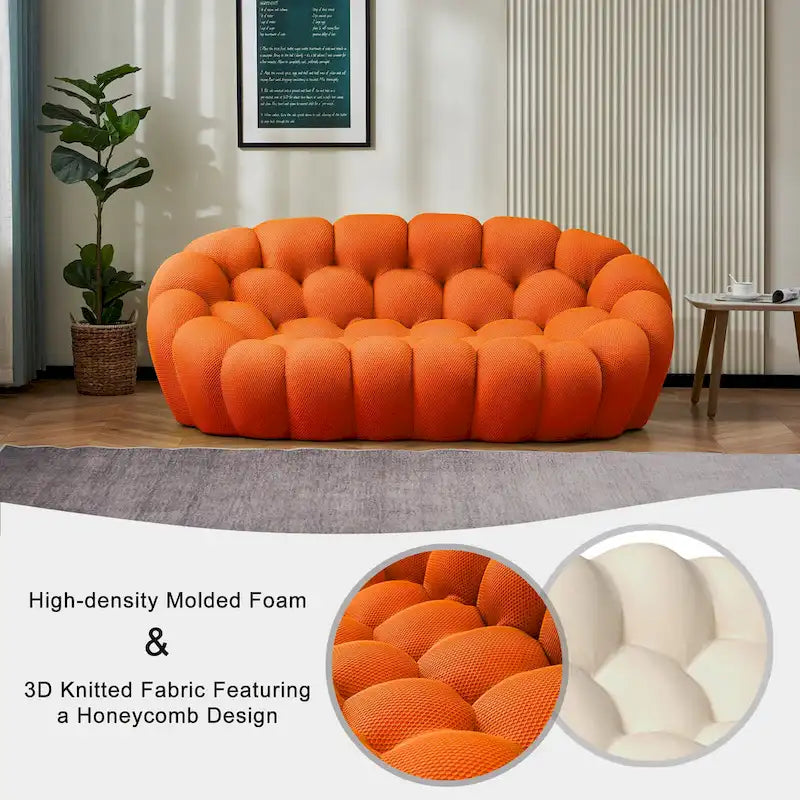 Canapé paresseux courbé 2 places Bubble de forme nid d'abeille avec tissu textile 3D pour salon et appartement