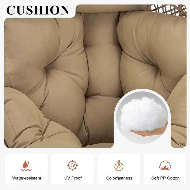 FINCATI Fauteuil Œuf d'intérieur, Fauteuil Œuf d'extérieur 200 kg, Fauteuil Œuf surdimensionné avec pouf, Fauteuil Œuf de luxe confortable avec repose-pieds