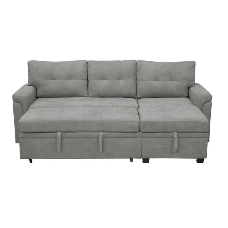 Canapé d'angle réversible convertible avec lit gigogne, méridienne de rangement et pieds durables