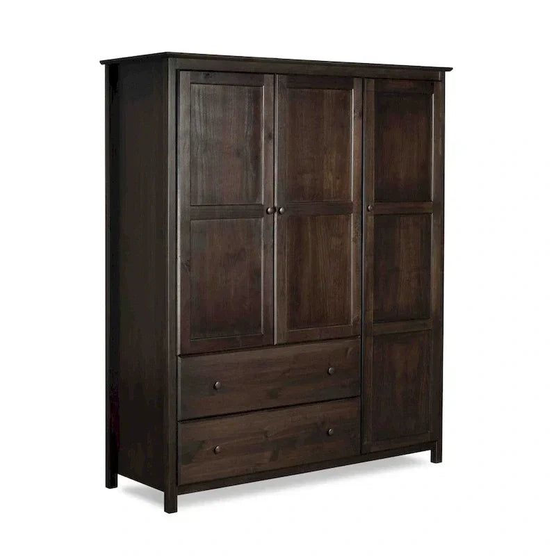 Grain Wood Furniture Armoire Shaker en bois à 3 portes - 60x72x22