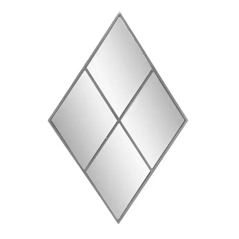 Howard Elliott 35.5"x23.5" Diamond Shaped Wall Mirror with Metal Windowpane Frame: Modern Decor, No Assembly Required