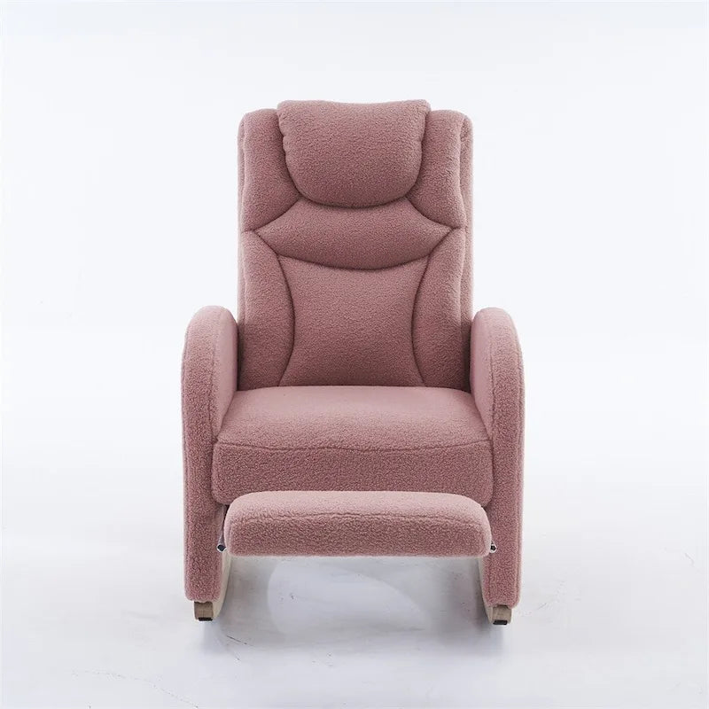 Fauteuil à bascule de puériculture ergonomique en tissu avec repose-pieds réglable