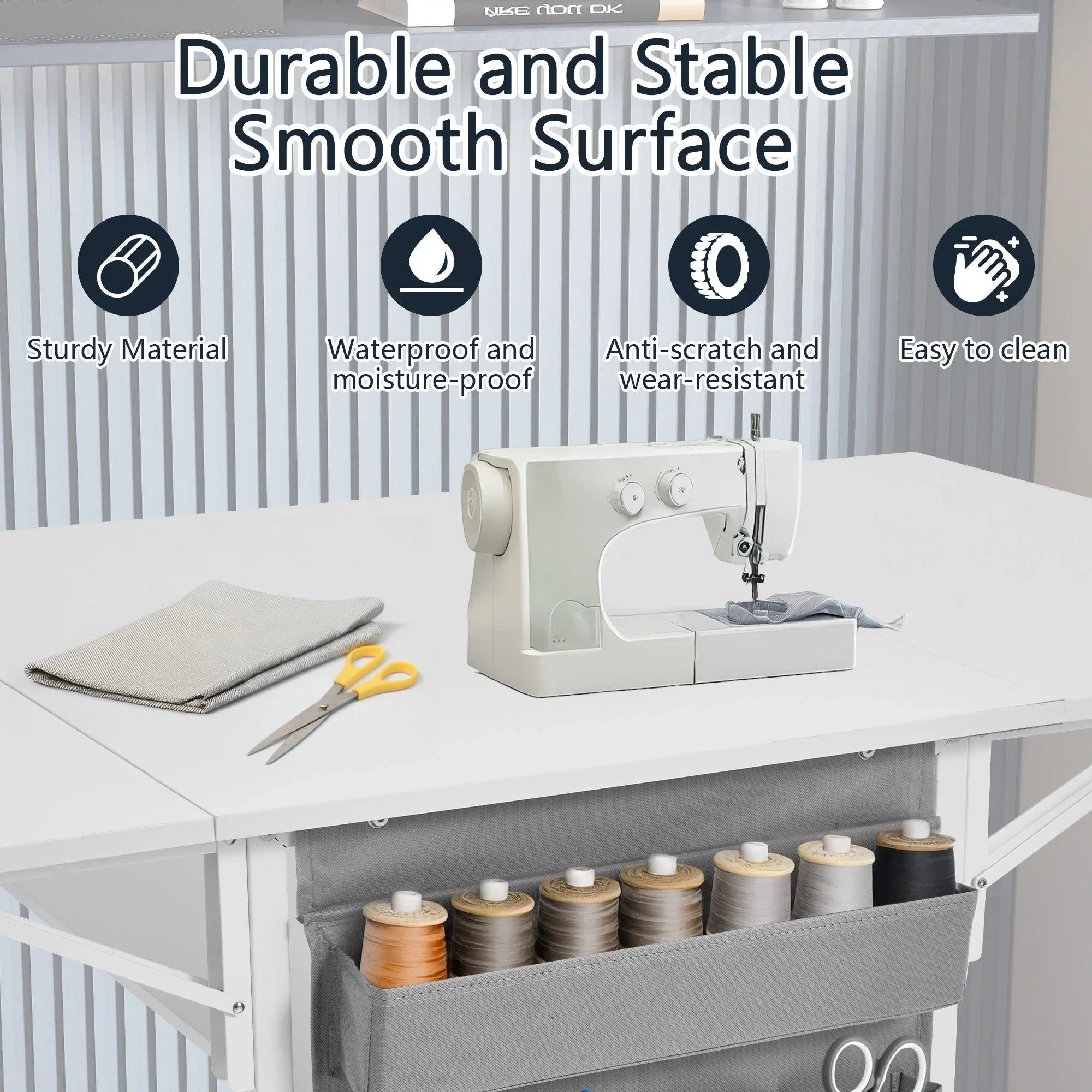 Table artisanale réglable en hauteur avec étagères de rangement, table de coupe pliante mobile pour bureau à domicile, salle de couture, salle d'artisanat