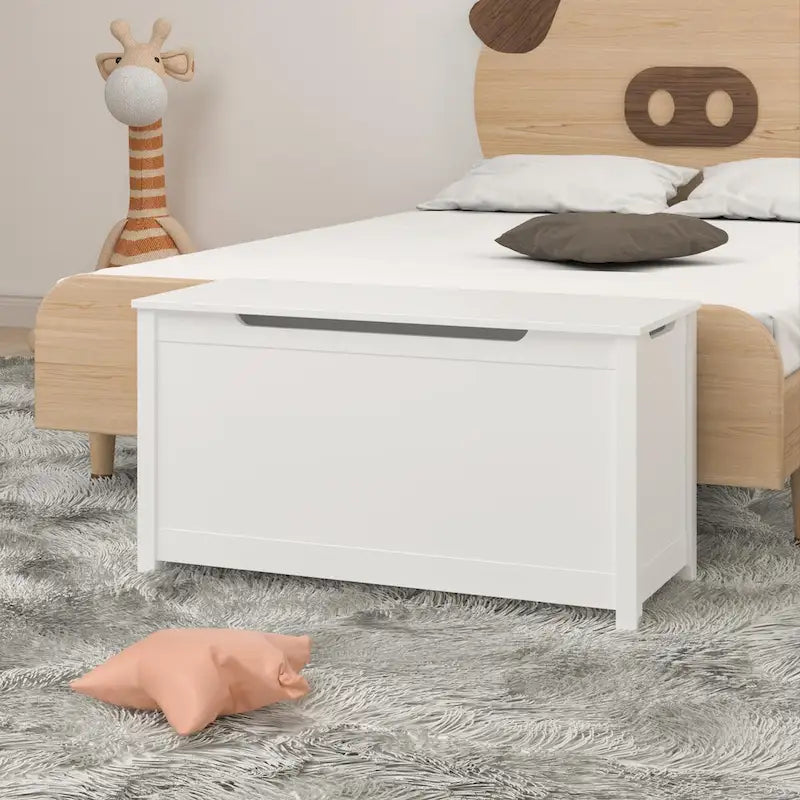Coffre à jouets en bois pour enfants avec couvercle à charnière de sécurité, pour les 3 ans et plus