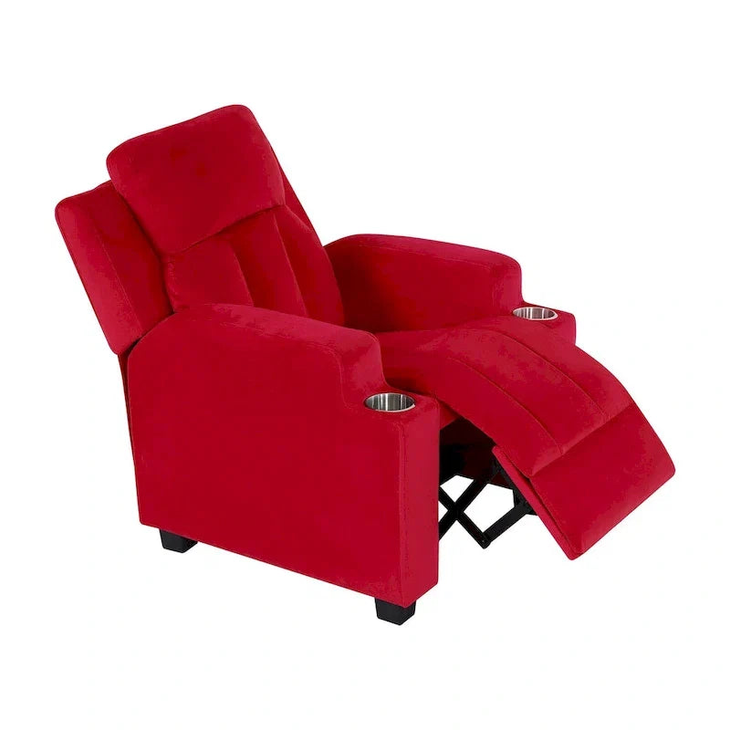 Fauteuil inclinable de luxe pour enfants avec repose-pieds, appuie-tête et 2 porte-gobelets, en microfibre, pour les enfants de 3 ans et plus