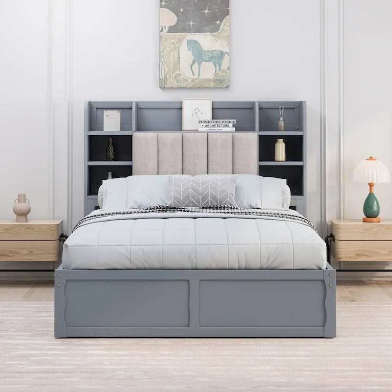 Cadre de lit avec 4 tiroirs de rangement portables sous le lit