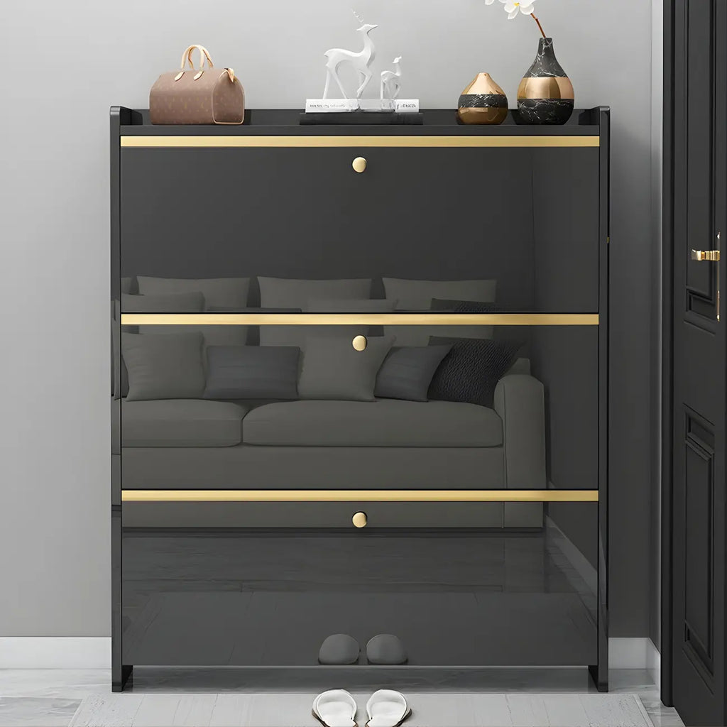 Meuble à chaussures glamour noir avec étagères réglables
