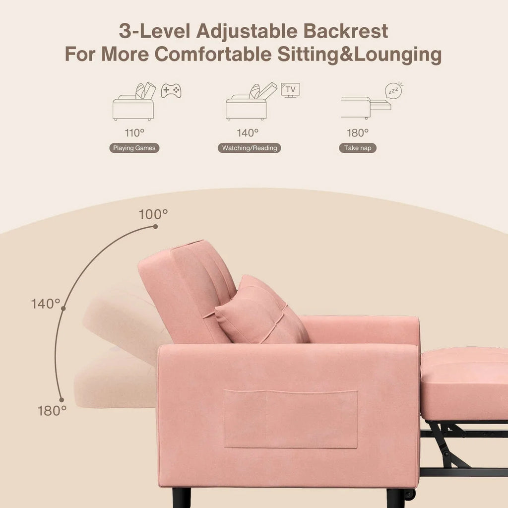 Canapé-lit convertible 3-en-1, Canapé-chaise dépliable, Lit pliant convertible pour salon