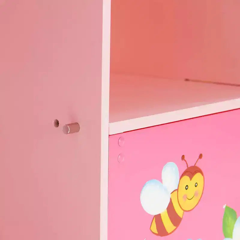 Étagère à Livres Réglable 3x3 pour Enfants avec Porte, Imprimé Jardin Rose, 9 Compartiments
