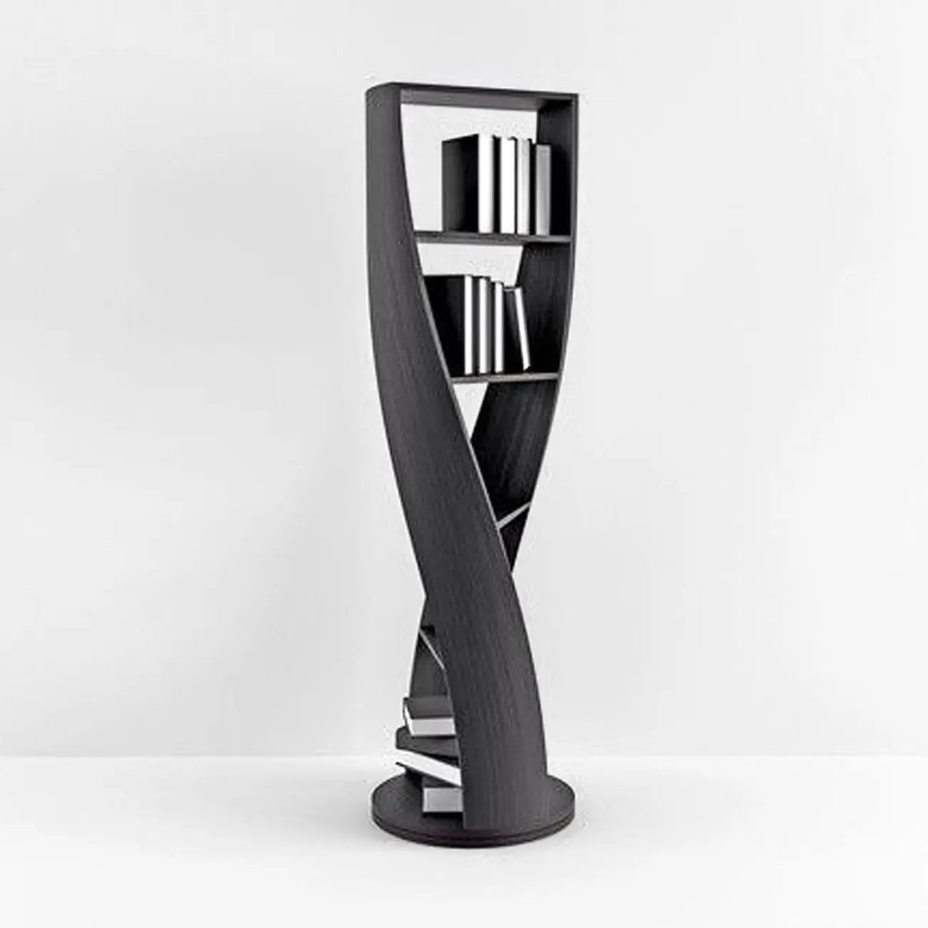 Bibliothèque verticale contemporaine en bois à 5 niveaux Hourglass