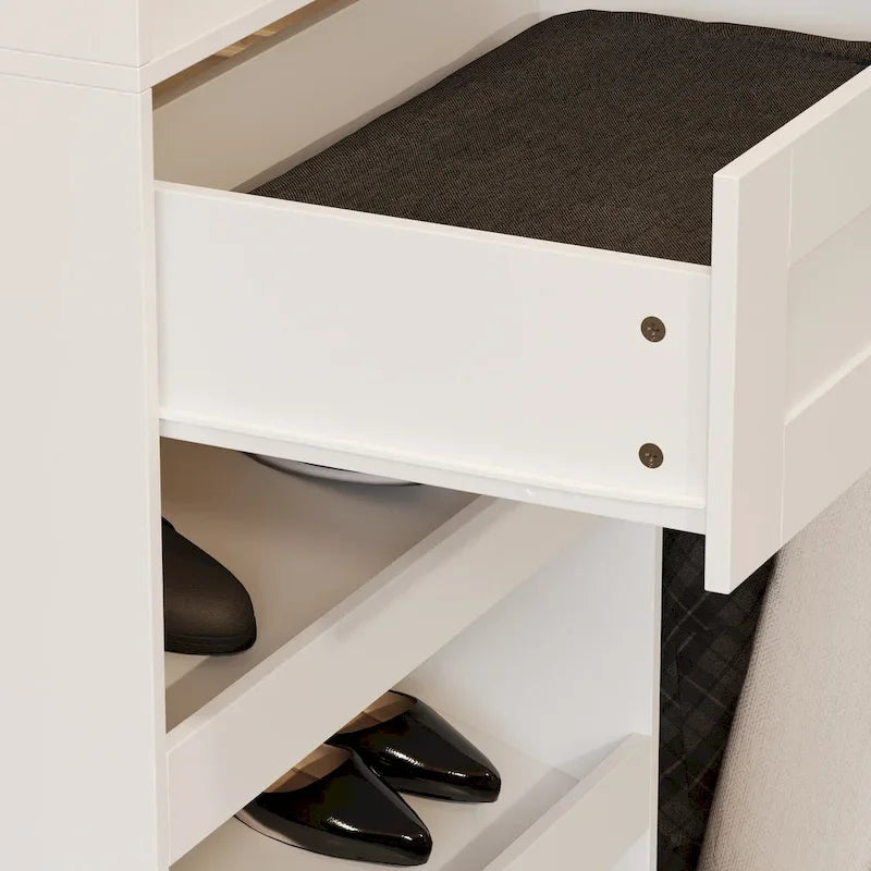 Armoire d'angle avec 2 tringles, un porte-pantalons et un rangement à chaussures