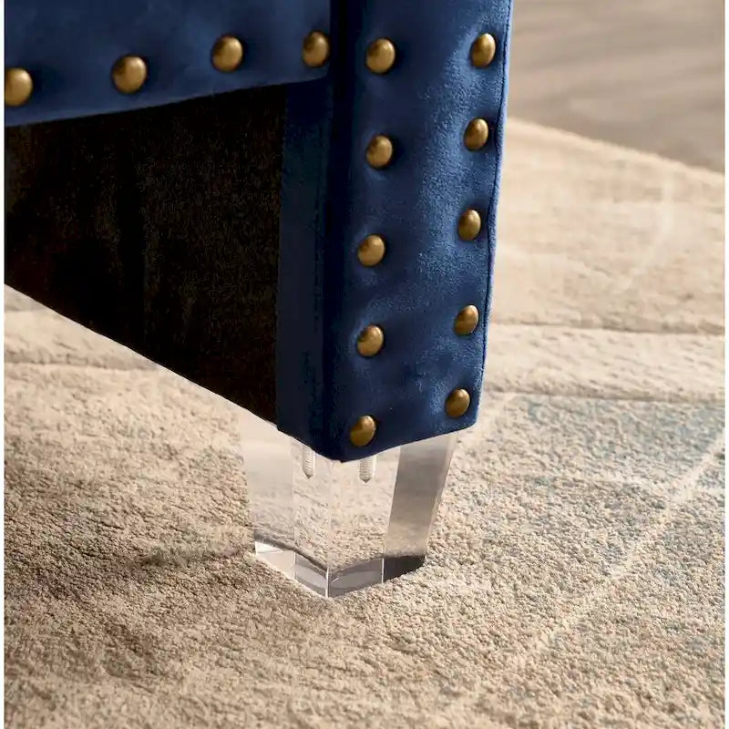 Banc rembourré en velours capitonné surdimensionné avec accoudoirs arrondis de 71 pouces