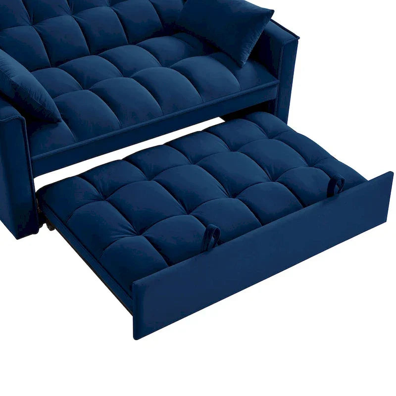Canapé-lit convertible 4-en-1 – Causeuse en velours – Lit d'appoint avec dossier inclinable, 2 poches latérales