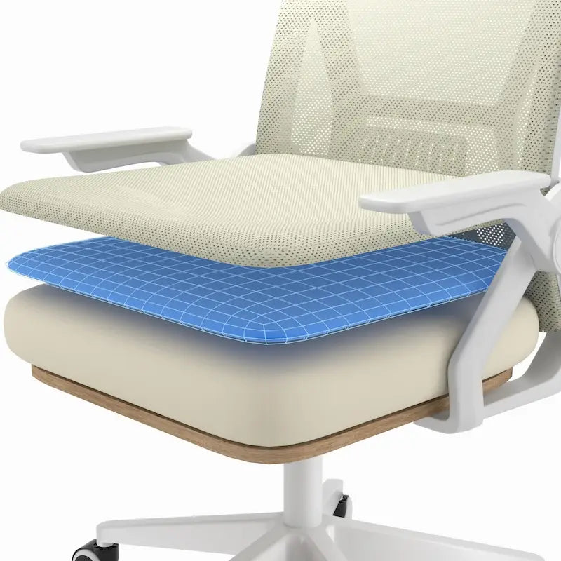Javlergo Chaise de Bureau Dossier Mi-Hauteur Pivotante avec Support Lombaire, Fauteuil de Bureau Ergonomique en Maille avec Accoudoirs