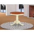 East West Furniture Eden - Table à manger ronde en bois avec piètement central, coloris Buttermilk et Cherry