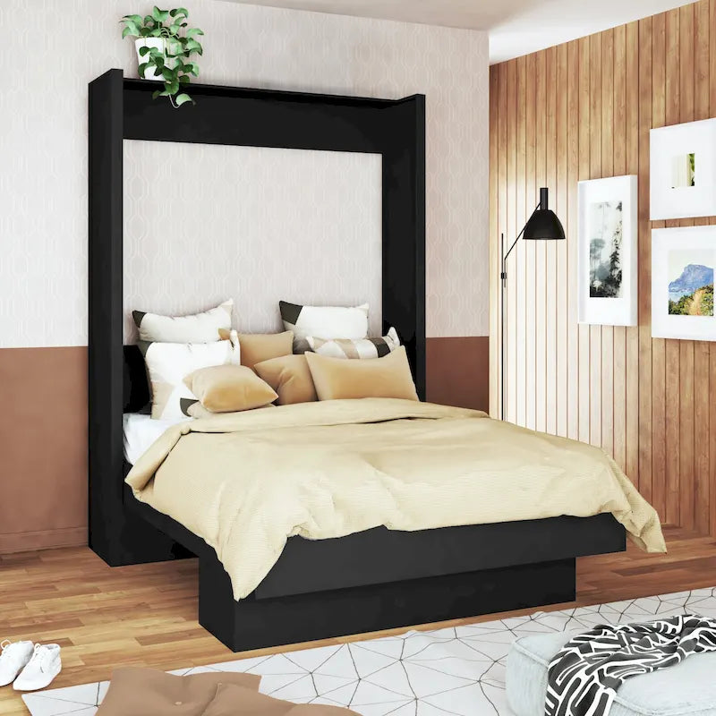 Lit escamotable contemporain brésilien Easy Lift Queen avec étagère
