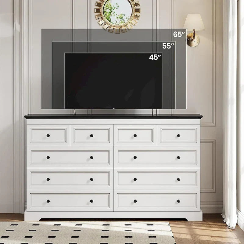 Commode à 10 tiroirs, grande commode à 55 tiroirs en bois et chiffonnier