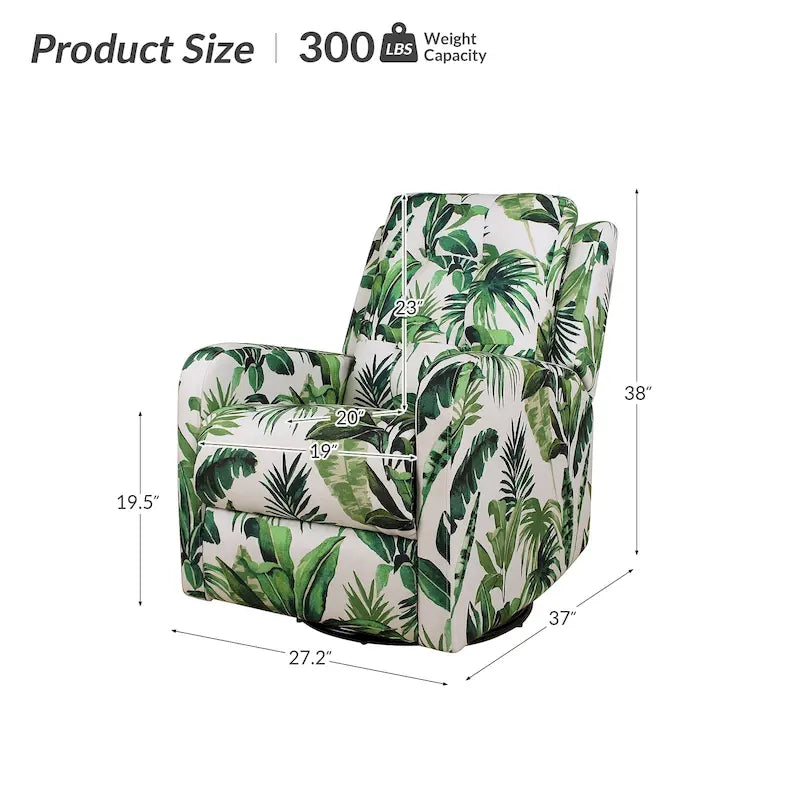 Fauteuil inclinable pivotant manuel Arlette Contemporary Floral avec dossier capitonné