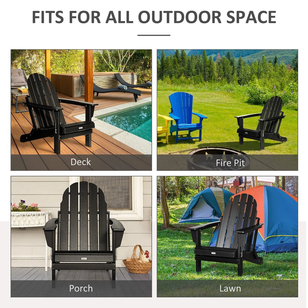 Chaise Adirondack pliante, chaises longues de plage en plastique HDPE toutes saisons pour terrasse et mobilier de jardin