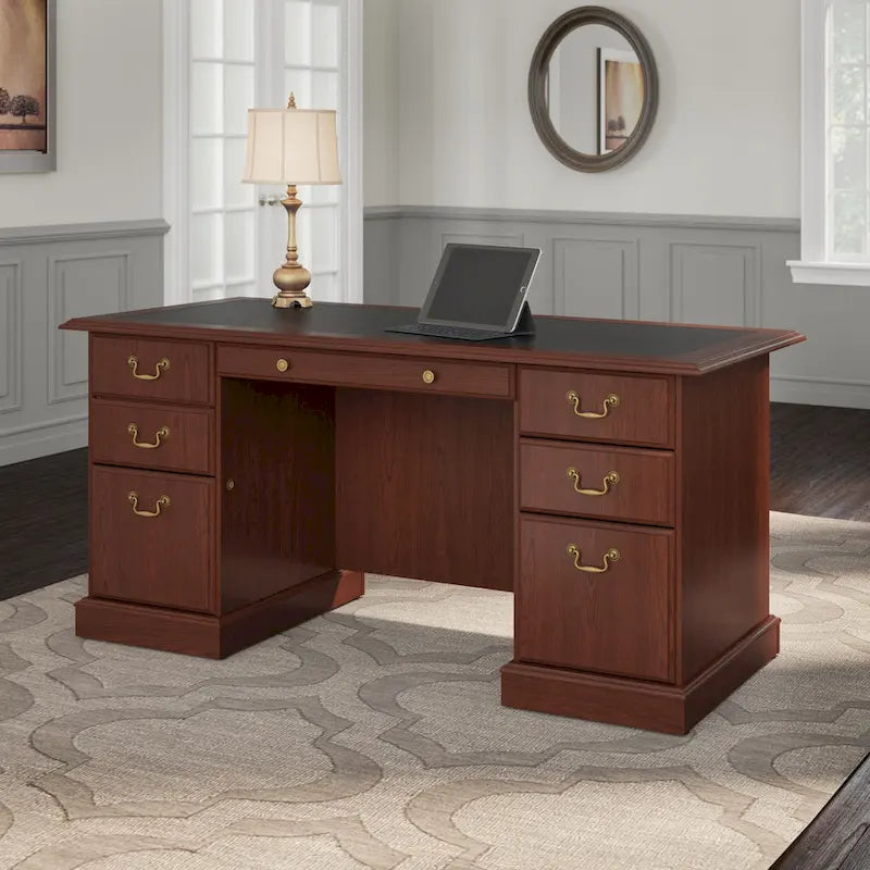 Bureau de direction Bush Furniture Saratoga avec tiroirs et rangements