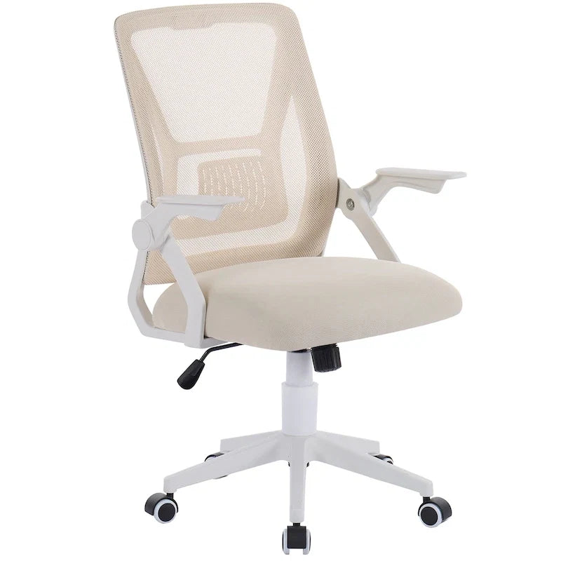 Javlergo Chaise de Bureau Dossier Mi-Hauteur Pivotante avec Support Lombaire, Fauteuil de Bureau Ergonomique en Maille avec Accoudoirs