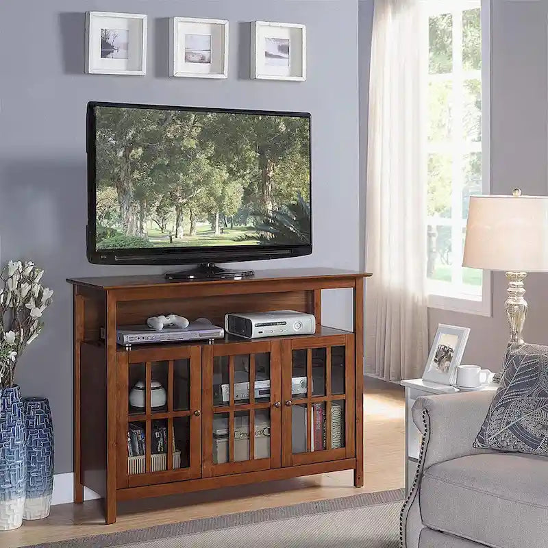 Meuble TV de luxe Big Sur de Convenience Concepts avec armoires de rangement et étagère pour téléviseurs jusqu'à 55 pouces