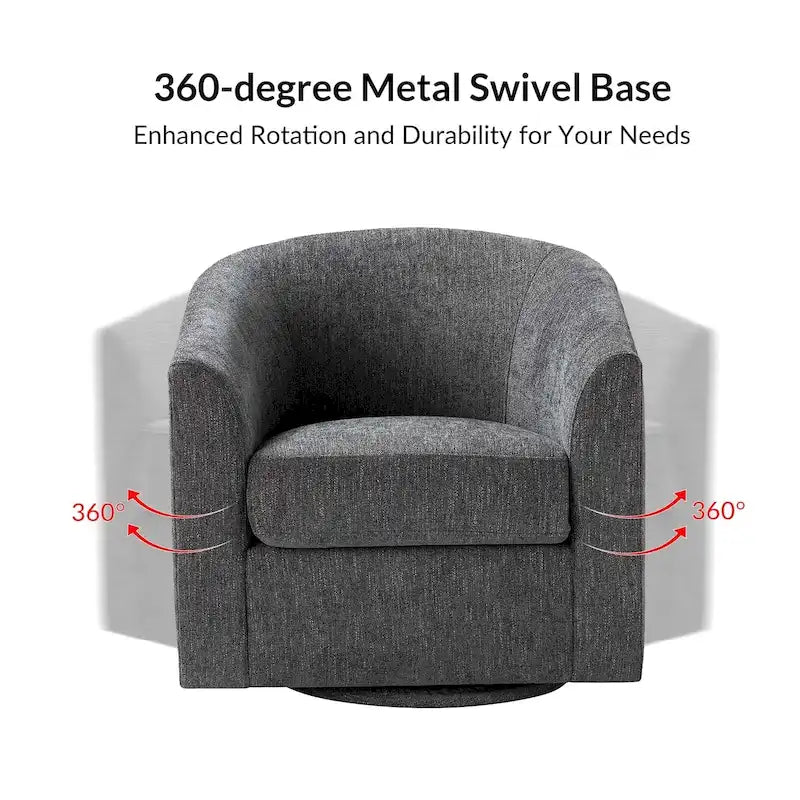 Fauteuil Cuenca moderne en tissu avec piètement pivotant
