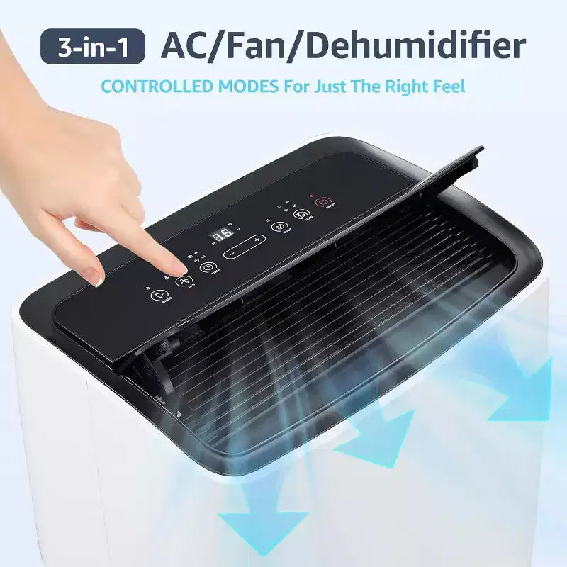 Climatiseur portable 12 000 BTU pour 51 m² – Unité de climatisation 3 en 1 avec modes Refroidissement/Déshumidificateur/Ventilateur