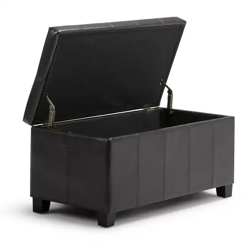 Banc de rangement rectangulaire de 91 cm avec siège rembourré large, banc de bout de lit avec cadre en bois, repose-pieds ottoman pour salon