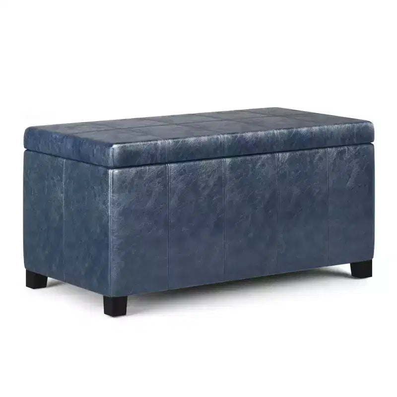 Banc de rangement rectangulaire de 91 cm avec siège rembourré large, banc de bout de lit avec cadre en bois, repose-pieds ottoman pour salon