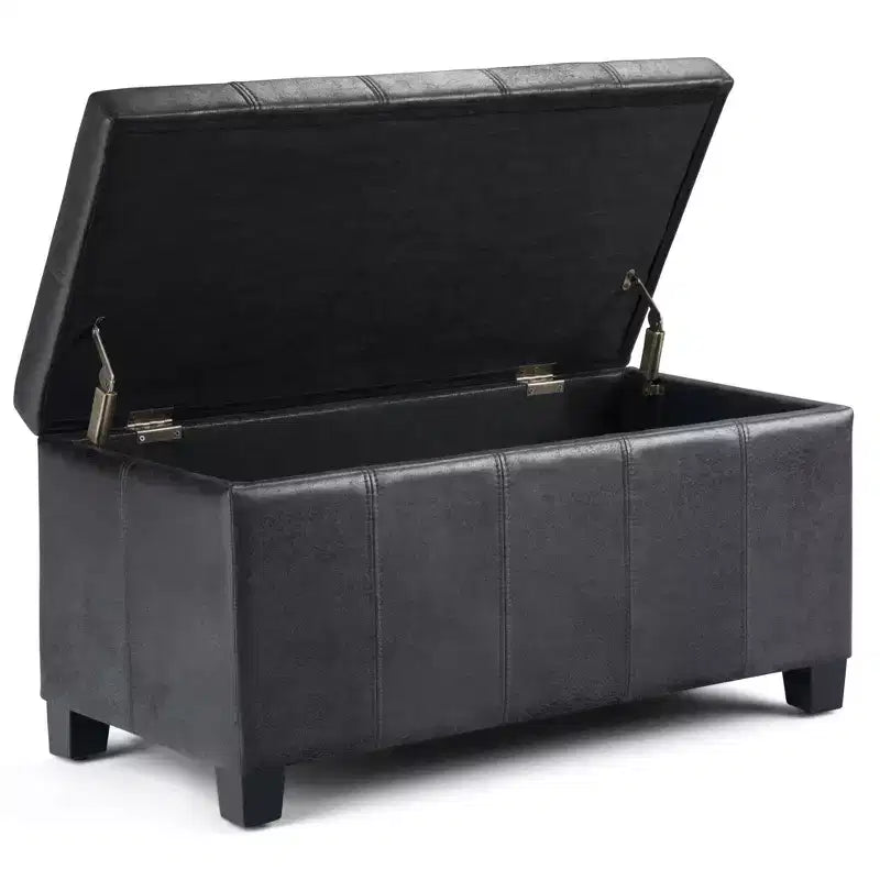 Banc de rangement rectangulaire de 91 cm avec siège rembourré large, banc de bout de lit avec cadre en bois, repose-pieds ottoman pour salon