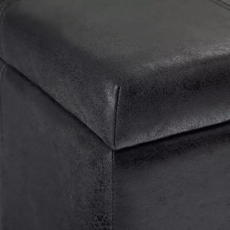 Banc de rangement rectangulaire de 91 cm avec siège rembourré large, banc de bout de lit avec cadre en bois, repose-pieds ottoman pour salon