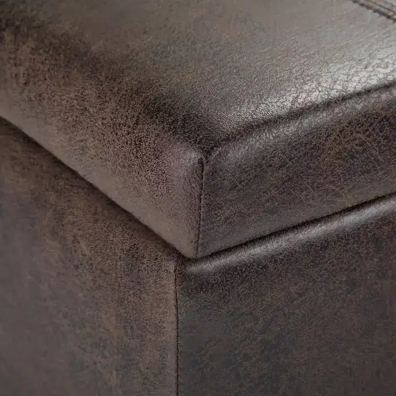 Banc de rangement rectangulaire de 91 cm avec siège rembourré large, banc de bout de lit avec cadre en bois, repose-pieds ottoman pour salon